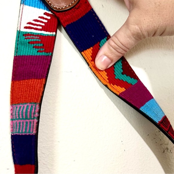 La Matera Fuego Woven Multicolored Embroidered Western Boho Leather Belt SZ 40 main image 4